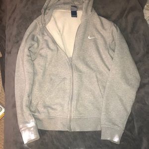 Grey Nike Zipped Hoodie/Sweatshirt